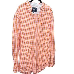 Live Oak Brand Mens 2XL Orange Pink Plaid Long Sleeve Button Up Shirt